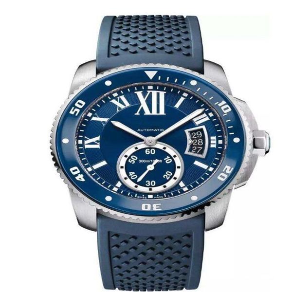Relógio de moda azul pedra botão série calendário branco dial fivela mecânica automática relógio de pulso masculino 10190e