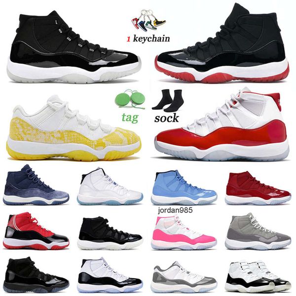 Scarpe da basket OG da esterno 11s Jumpman 11 per uomo donna 25 ° anniversario giubileo Bred Concord Tour pelle di serpente gialla Cherry Air