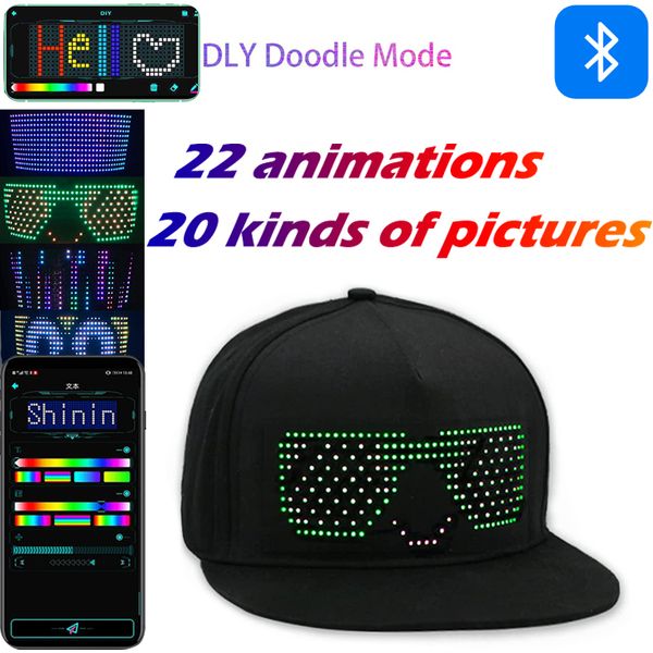 Outros suprimentos para festas de eventos LED Chapéu Bluetooth LED Hip Hop Caps com rolagem luminosa Mensagem Display Board Party Festival APP Control Editing Shining Hat 230925