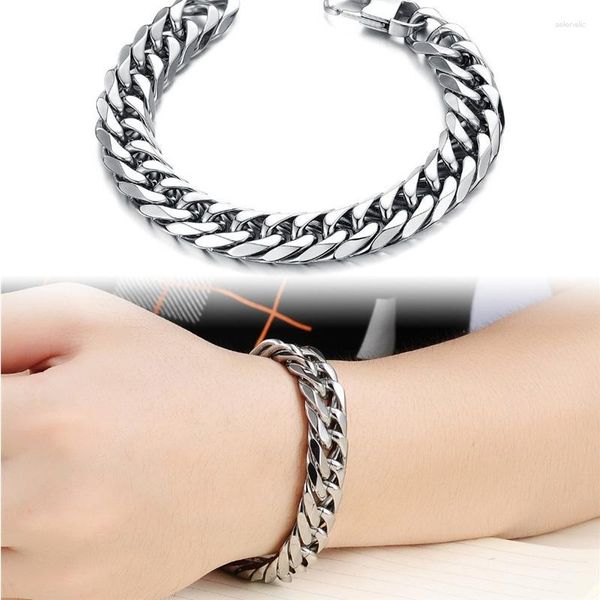 Link pulseiras charme masculino corrente de aço inoxidável na mão moda preto pulseira jóias presentes para acessórios masculinos