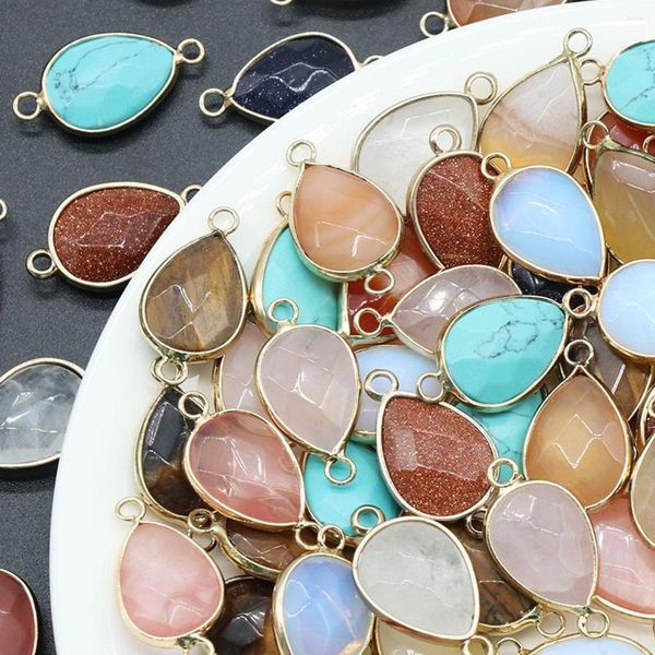 Charms Naturstein Opal Achat Blau Türkis Wassertropfen Form Anhänger Verbinder für Schmuckherstellung Halskette Ohrring Geschenk Frauen