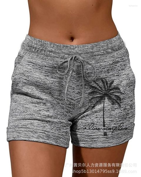 Pantaloncini da donna Live Simple Coconut Tree Print Cordoncino 2023 Pantaloni estivi da donna a vita dritta e attillata Slim Fit Casual