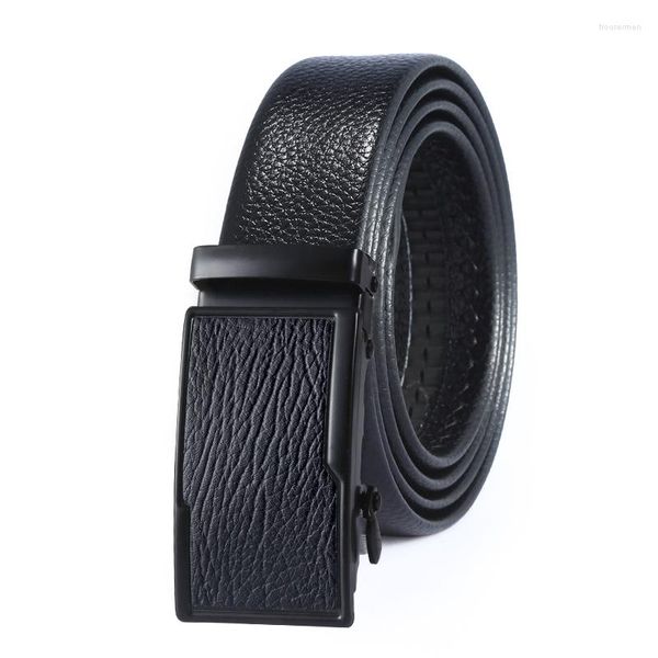 Gürtel Trendy Automatic Buckle Belt Business Casual Design Herren- und Frauen täglich vielseitiges Litschee Muster A2906