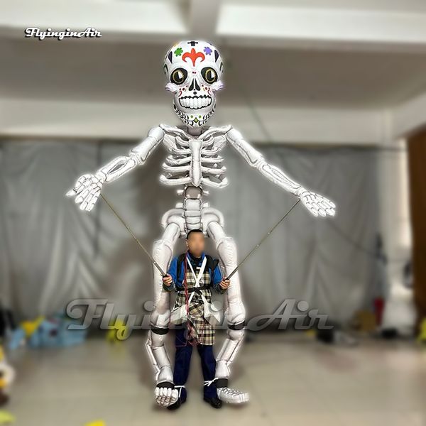 3,5 m lange Halloween-Parade-Marionette, die aufblasbar ist, menschliches Skelett, aufblasbare Dummy-Marionette für Karnevalsveranstaltungen