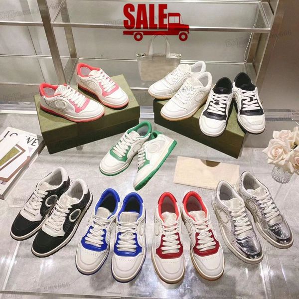 2023 Mac80 Esportes Sapatos Casuais para Homens Mulheres Velho Sujo Branco Redondo Toe Bordado Mulheres Low Top Flat Branco Preto Verde Rosa Couro Sapatilhas Tamanho 35 I7w3 #