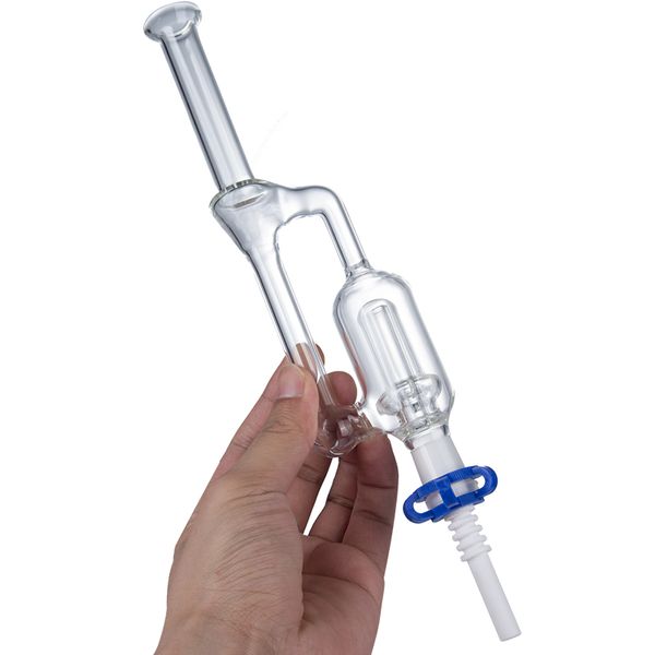 Chinafairprice CSYC GB007 Tubi per fumatori con base di supporto Strumento per tamponare per unghie in ceramica al quarzo Vaso in silicone Olio Rig Concentrato Dab Bong in vetro per acqua