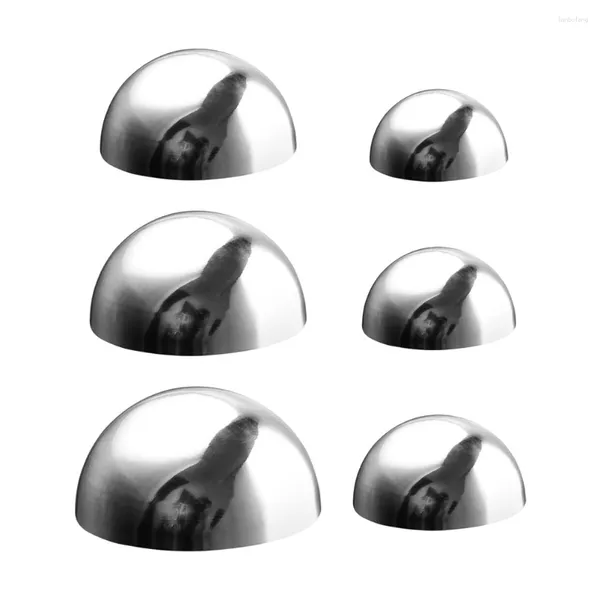 Figurine decorative 6 pezzi Mini specchi da giardino Sfera riflettente Emisfero 15x15 cm Sfere in acciaio inossidabile Argento cavo