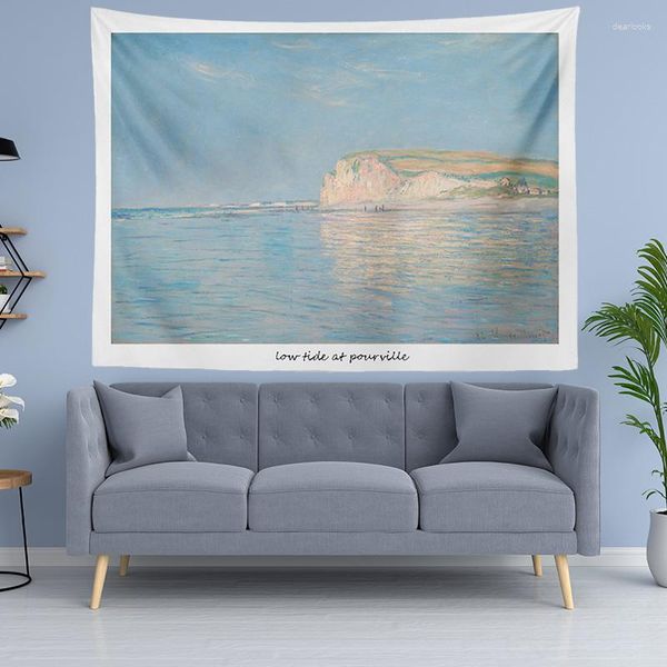 Wandteppiche Tapisserie Monet Landschaft Ölgemälde Dunstige Schönheit Abstrakte Kunst Hintergrund Tuch Ins Hängende Nordic Mädchen Schlafzimmer Dekoration