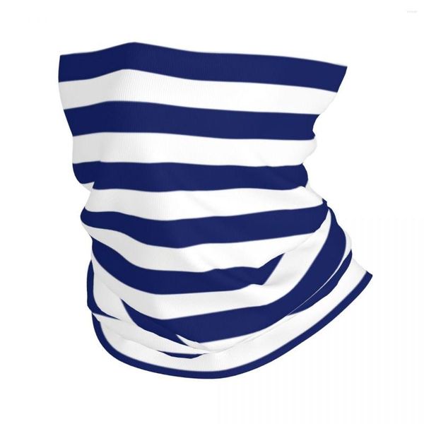 Lenços marinho azul e branco listra bandana pescoço gaiter impresso máscara cachecol multi-uso ciclismo caminhadas para homens mulheres adulto respirável