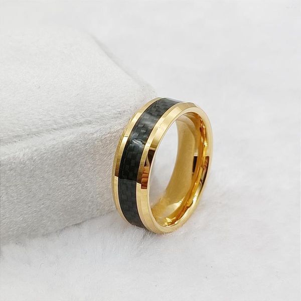 Eheringe einzigartiger Wolfram Carbide für Männer Frauen Schwarzer Carbon -Band -Jubiläum Handfinger Mode Schmuck Ring