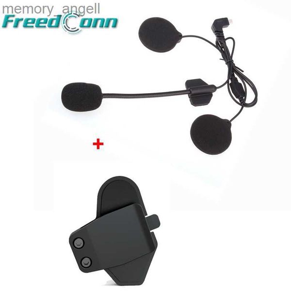 Walkie Talkie Freedconn Acessórios T-MAX Motocicleta Bluetooth Intercom Capacete Headset BT Interphone Microfone Alto-falante + Braçadeira Clip Mount HKD230925