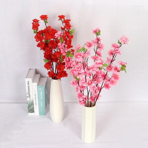 Flores decorativas 3 garfos ramos de pêssego artificial decorações para sala de estar decoração de jardim falso quintal decorações de casamento modernas