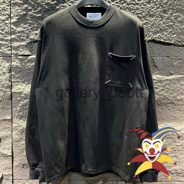 Calças femininas Capris Manga Longa Mm6 Margiela T-shirt Homens Mulheres Melhor Qualidade Camiseta Preto Branco Tee Top J230925