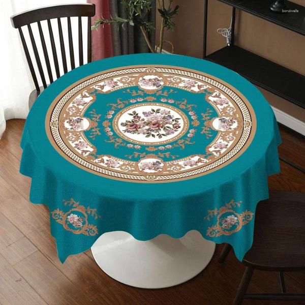 Tischdecke, runde Tischdecke, 180 cm, wasserdicht, zum Essen, große, ölbeständige Abdeckung, Dekoration, PVC, bedruckt, für Partys, abwischbar