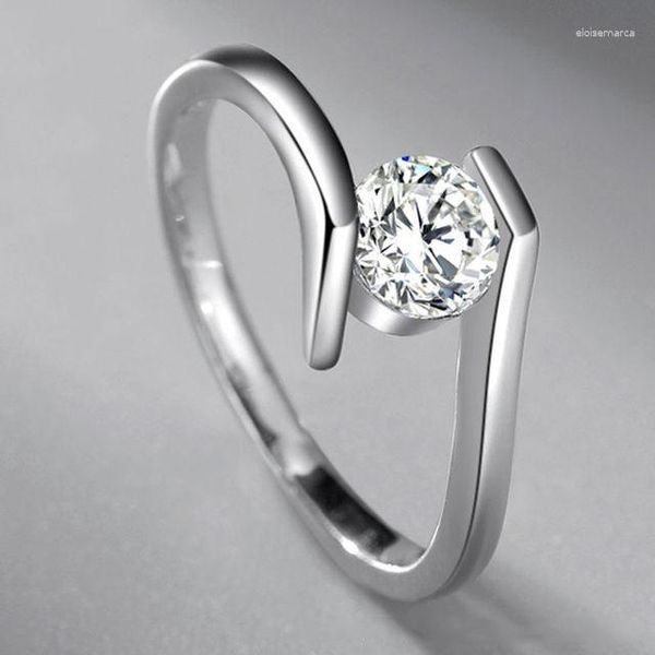 Anéis de casamento versão coreana de moissanite simples anel cruz-set transparente zircão prata cor chapeamento platina casamento proposta jóias