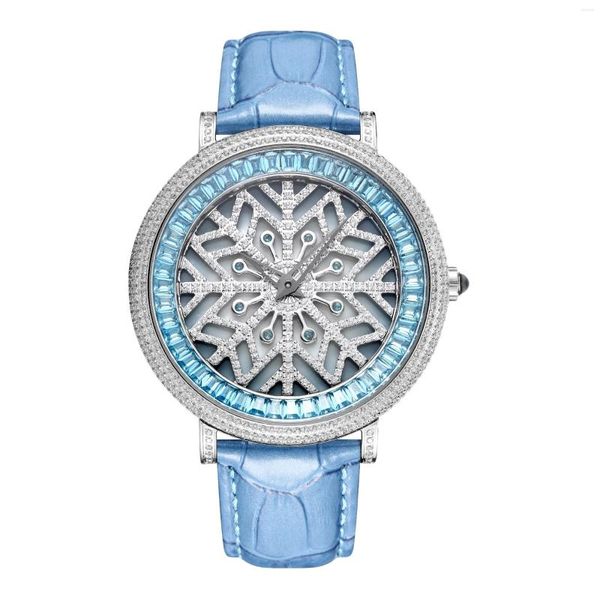Relógios de pulso quartzo angelia tempo vem e vai floco de neve céu completo estrela conjunto com diamante anglia grande dial relógios femininos masculinos
