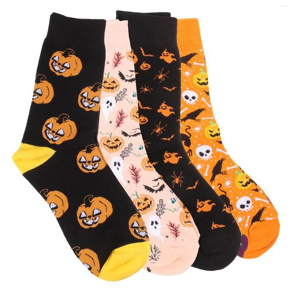 Meias femininas 4 pares meninas fantasias de Halloween meias roupas altas coxas comuns longas