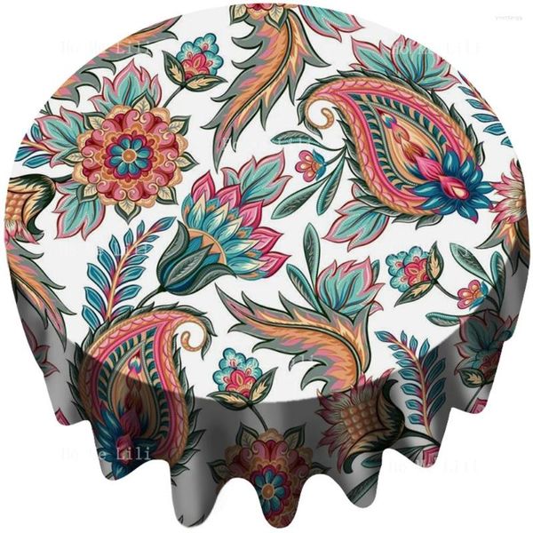 Скатерть с фито-цветочным бесшовным принтом, дизайн с тропическими пальмовыми листьями и цветами, круглая скатерть, украшенная кухней