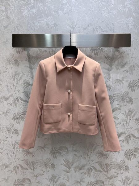 Женские куртки 2023, ранняя осень, короткое пальто с жемчужной пряжкой, версия для улучшения линии талии