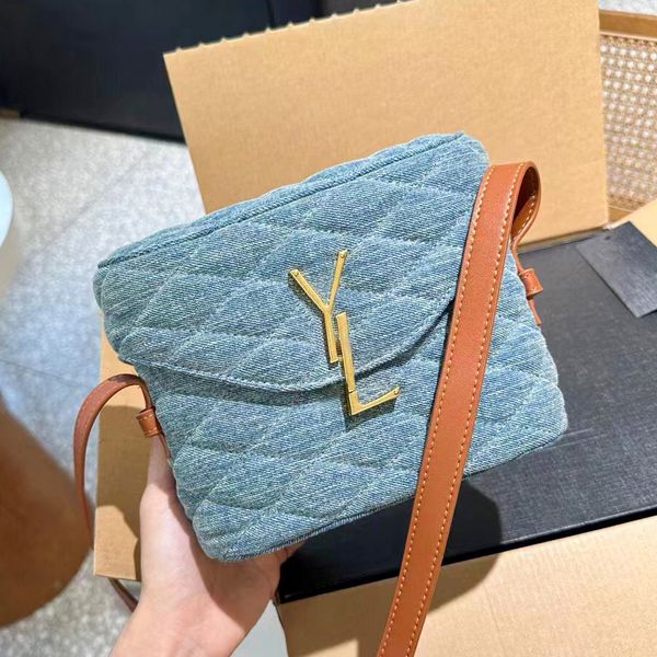 Mulheres de luxo moda junho caixa mens bolsa de embreagem homem tronco denim cowboy acolchoado cruz corpo sacos de ombro totes bolsa carteiras aba branca balde satchel designer sacos