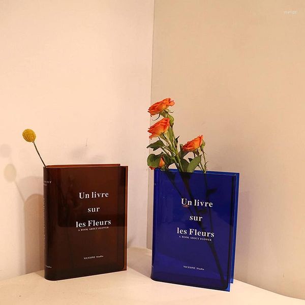 Vasi Vaso a libro trasparente Decorazione carina in acrilico di alta qualità per centrotavola floreale per la casa, forma ad arco moderna e fresca