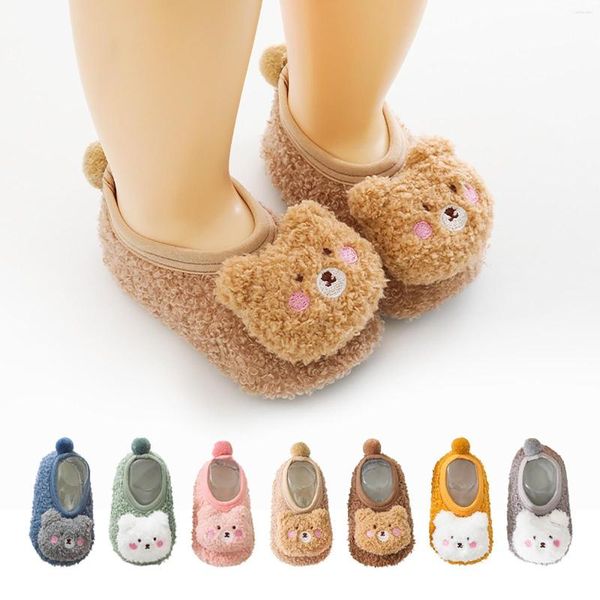 İlk Yürüyüşçüler Bebek Sıcak Kış Karikatür Botları Toddler Yumuşak Sole Anti-Slip Anti-Slip Bebek Prewalker Born Crib Sock Ayakkabıları Zemin Spor Sabah