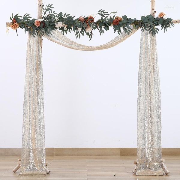 Decorazione per feste Arco per matrimoni Drappeggio in tessuto con paillettes Cantieri in chiffon trasparente Tendaggi per tende Cerimonia Ricevimento Baby Shower Natale