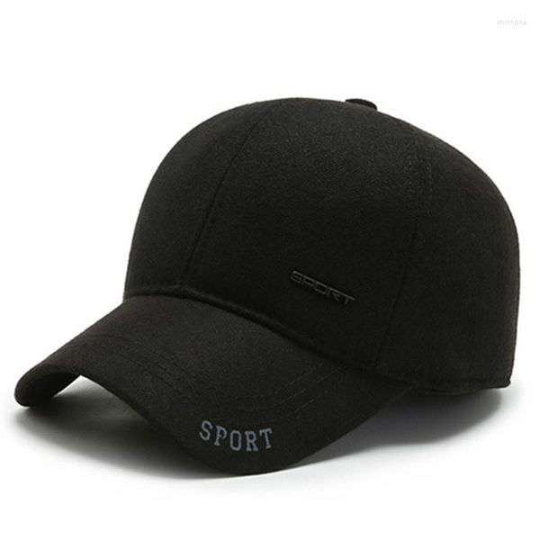 Cappellini da baseball di misura regolabile da uomo invernali caldi paraorecchie da baseball spessi cappelli per uomo marchio lettera berretto sportivo maschio snapback in osso