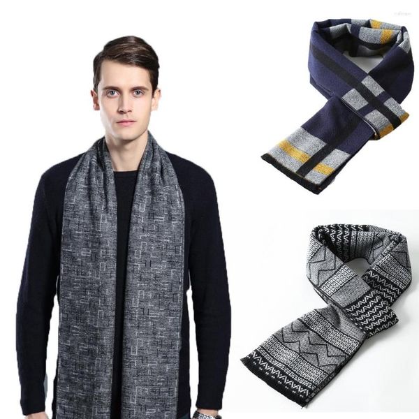 Lenços outono inverno clássico xadrez cashmere lenço de lã para homens quente panamá alta qualidade macia borla longa acessórios masculinos