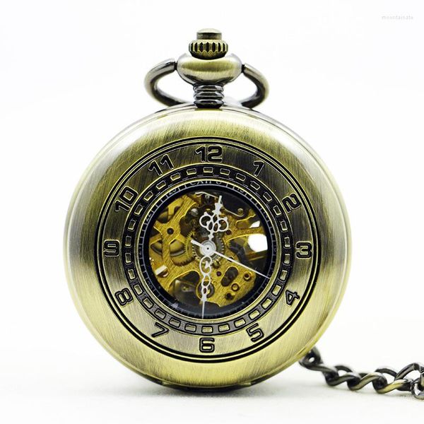 Cep Saatleri Antik Dijital Ekran İçi Boş Kabartmalı Mekanik Saat Vintage Beyefendi Stil Aksesuarları Kolye Kolye Saati