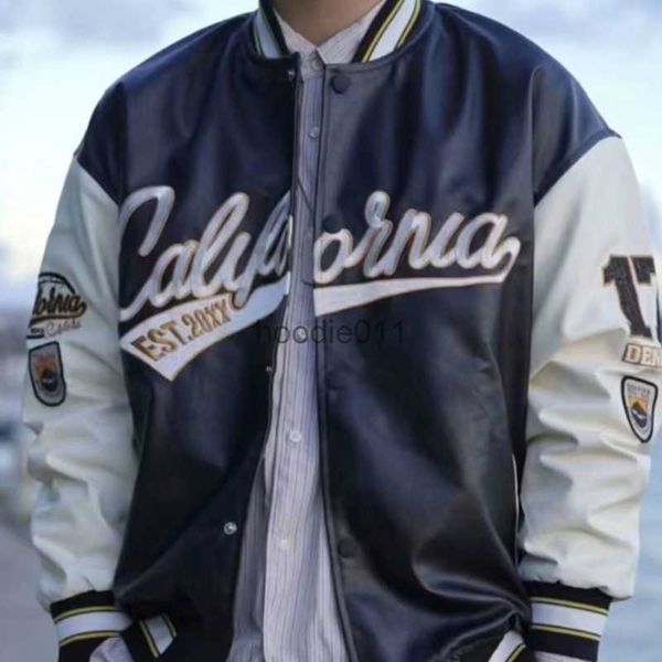 Herrenjacken Stickerei Pilot Baseball Uniform Herren Stil PU Leder Hip Hop Retro Lederjacke Lässiger Mantel 2023 Neuer Harajuku Lose Mantel L230925