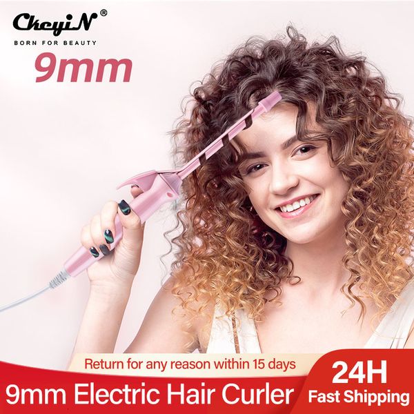 Curling Irons Ckeyin 9mm Modelador de Cabelo Elétrico Revestimento Cerâmico Ferro de Curling Unissex Curling Wand Mini Household Hair Styling Roller Waver 20W 230925