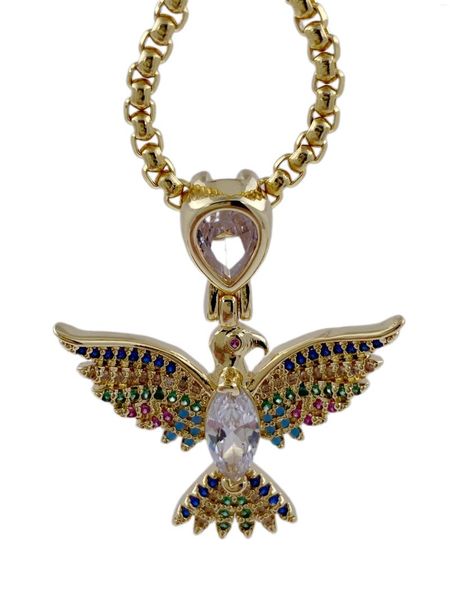Цепочки Ожерелье с шарнирно-филигранным орлом, позолоченная цепочка 18 карат, с застежкой-когтем омара
