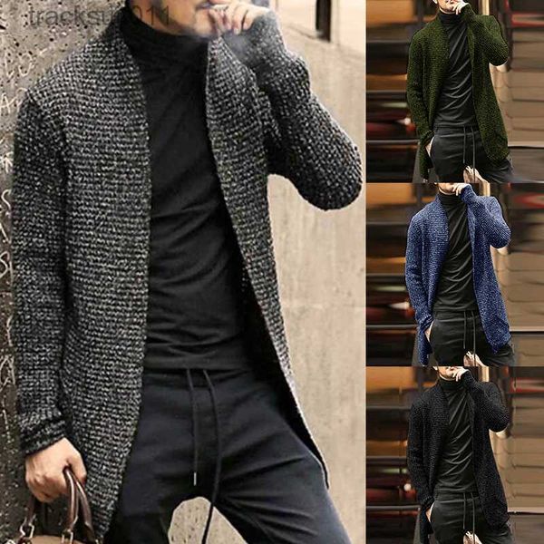 Coletes masculinos grossos mens cardigan primavera outono roupas moda windbreaker malha manga longa cor sólida camisola quente estilo conciso casaco l230925