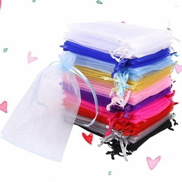 Hediye Sargısı 100 PCS Drawstring Pouch Organza Çantası Temiz Şeker Çantaları Düğün Mücevher Böbeği Port Ambalaj Malzemeleri