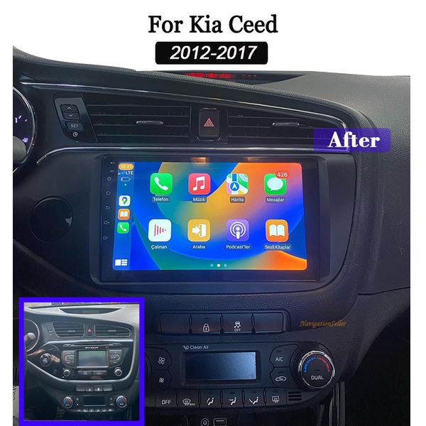 Navigazione GPS per autoradio stereo da 9 pollici per KIA CEED JD 2012-2017 Android 13 Radio Lettore multimediale Supporto Carplay Controllo del volante Bluetooth Wifi Gps dvd per auto