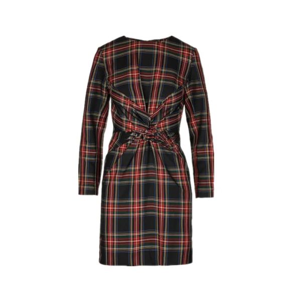 2018 französisch Plaid Print Langarm Rundhals frauen Falten Mini Kleid frauen Kleid O26 MA Herbst/Winter