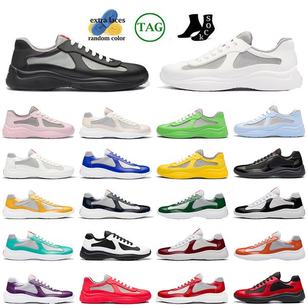 Sneakers basse Americas Cup Scarpe di design di lusso Mesh traspirante Scarpe da ginnastica in gomma morbida Tessuto tecnico Pelle di vitello Casual Walking Blu Nero Bianco EUR38-45