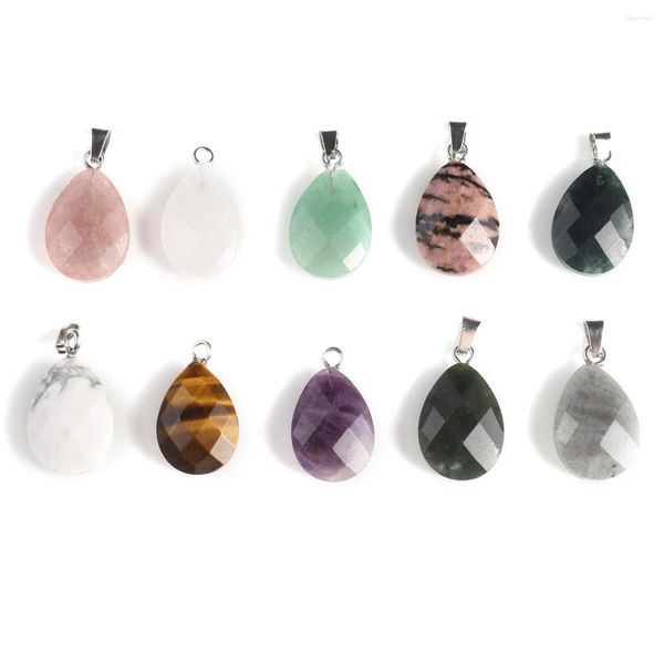 Ожерелья с подвесками, 5 шт., натуральный камень, граненая форма капли воды, разноцветные подвески для женщин, изготовление ожерелья, серьги, аксессуары