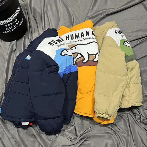 Giacche da uomo HUMAN MADE Piumino oversize Uomo Donna 1 Stampa orso polare Addensare Mantieni caldi Cappotti con cappuccio 230925