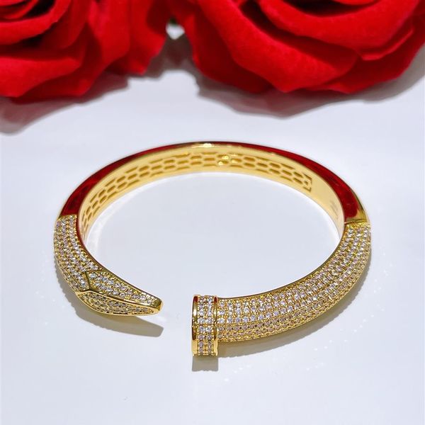 Prominente schrauben Vollbohrnägel Armband Gold Armbänder Frauen Armreifen Punk als Geschenk luxuriös Überlegene Qualität je221o
