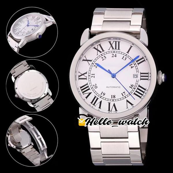 42mm Data Ronde W6701011 Gents Relógios Mostrador Branco Automático Mens Watch Aço Inoxidável Bacelet Alta Qualidade 6 Estilo HWCR Olá Wat331P