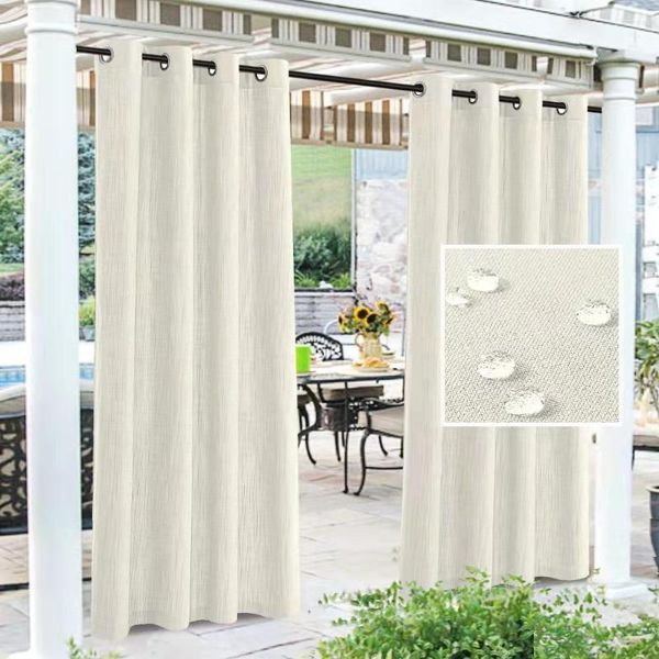 Tenda oscurante tubo imitazione misto lino tinta unita tende divisorie per ombreggiatura esterna per padiglione cabana da giardino