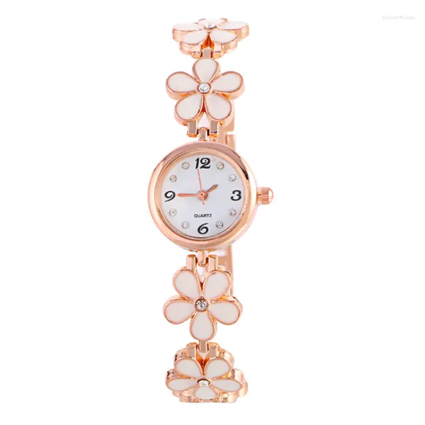 Armbanduhren Luxus Strass Blume Armband Edelstahl Uhr Mode Kleine Watche Frauen Band Weibliche Uhr Relogio feminino