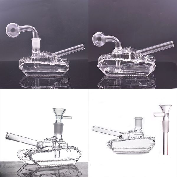 Atacado 3style Criativo tanque forma Vidro dab rig bong Grosso protable barato água tabaco.bongs tubos com 14mm masculino downstem tigela de queimador de óleo de fumo