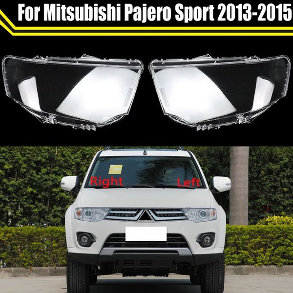 Para mitsubishi pajero sport 2013-2015 tampas da lâmpada do farol do carro lente de vidro escudo do farol capa abajur transparente