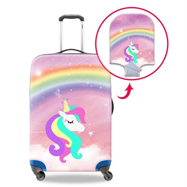 Coperture protettive per bagagli di design per bambini adorabili arcobaleno unicorno per 18-30 pollici copertura per valigia antipolvere per stampa 3D Fo165N