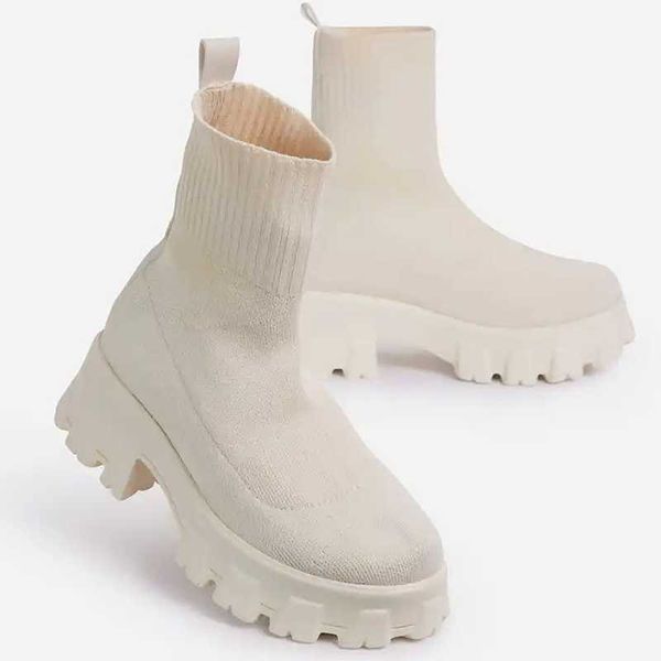 Frauen Stiefel Weiße Plattform für Winter Herbst Botas Femininas Socken Knöchel Schuhe Heels Botines Mujer 230922