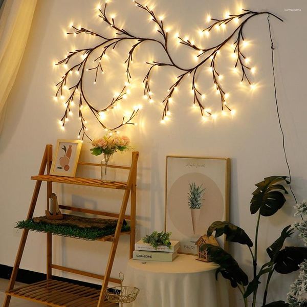 Decoração de festa 144 LEDs 7.5ft videiras com luzes guirlanda de natal luz flexível diy ramo de videira de salgueiro para decoração de casamento de parede de sala