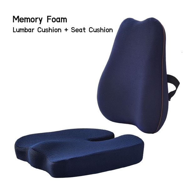 Cuscino/Cuscino decorativo Cuscino per sedile in memory foam Set di cuscini per schienale e vita Cuscino ortopedico Set di cuscinetti per massaggio ai fianchi per coccige per sedia da ufficio Supporto per seggiolino auto 230923